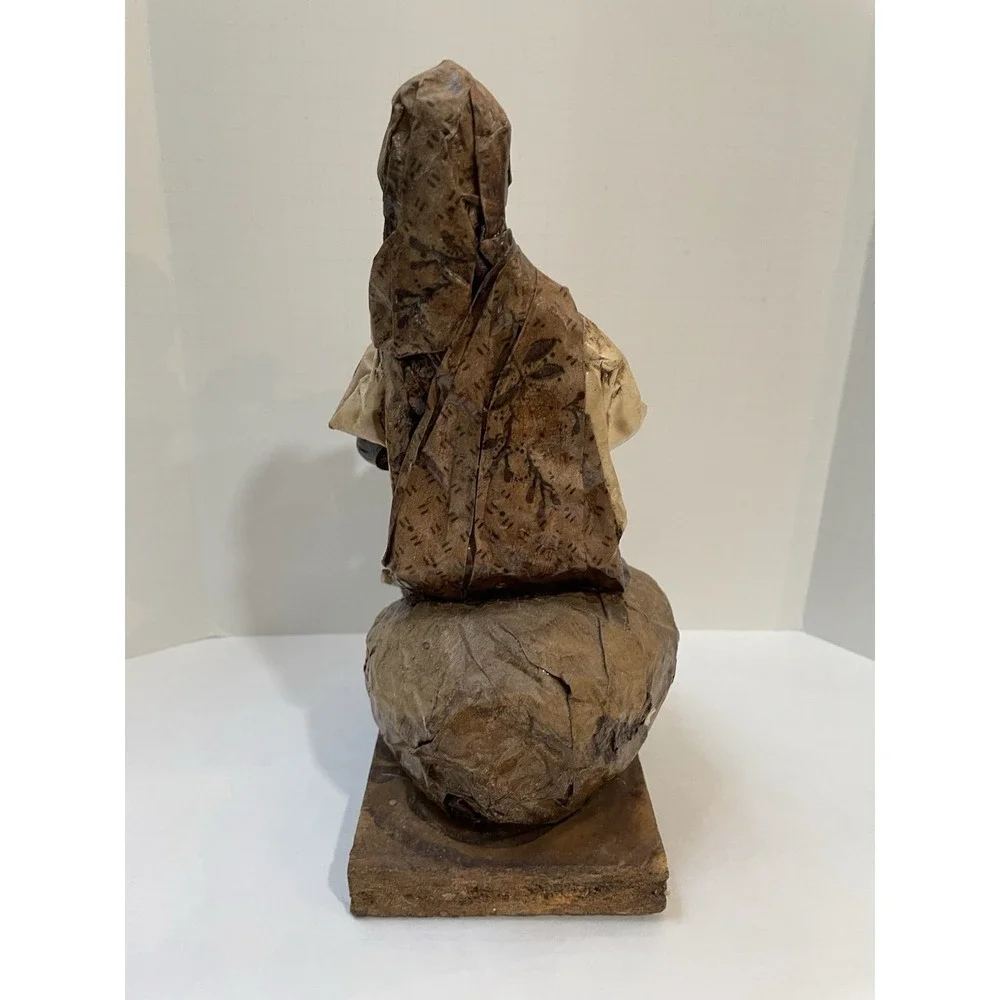Vintage Paper Mache Cartoneria Mexican Folk Art Figurine of Elderly Peasant
